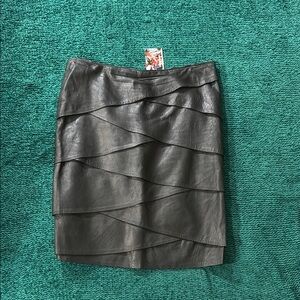 Vintage Leather Elegant Black Layered Skirt